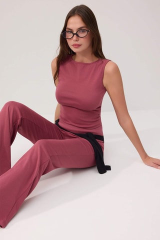 Top et pantalon taille haute - Rose