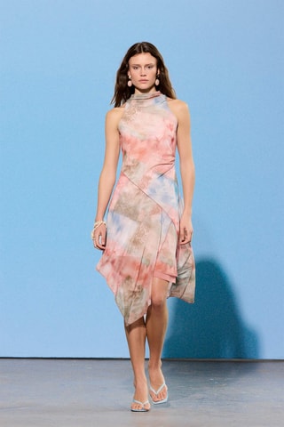 Robe drapée tie and dye - Multicolore