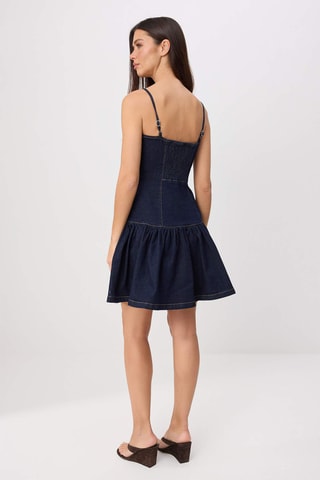 Robe taillebasse en jean - Bleu marine