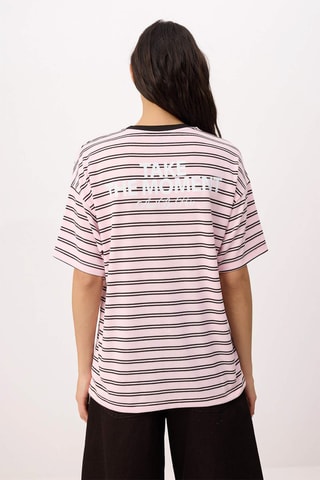 T-shirt oversize - Blanc, noir et rose