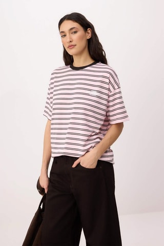 T-shirt oversize - Blanc, noir et rose