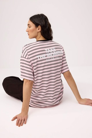 T-shirt oversize - Blanc, noir et rose