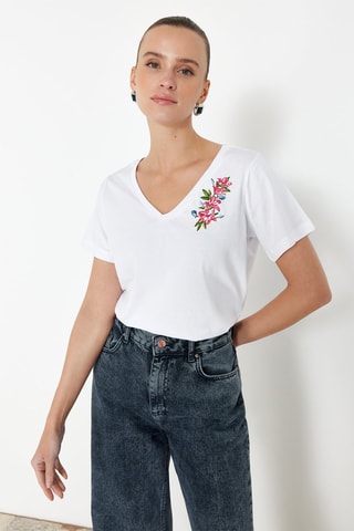 T-shirt regular - Rose, vert et blanc
