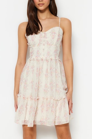 Robe patineuse - Vert, beige et rose