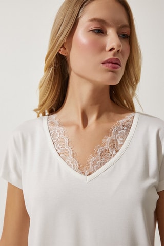 Blouse - Blanc et beige