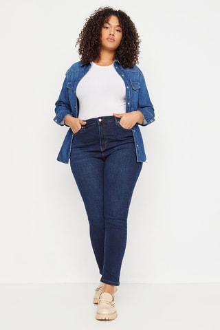 Jean skinny taille haute - Bleu
