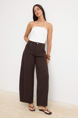 Jean taille haute - Marron