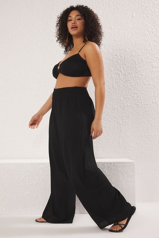 Pantalon palazzo taille haute - Noir
