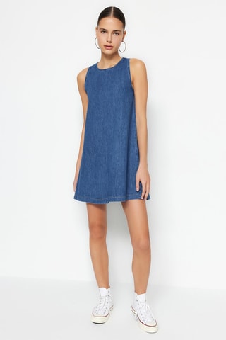 Robe trapèze en jean - Bleu