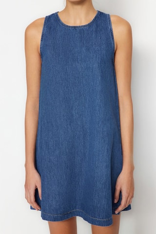 Robe trapèze en jean - Bleu
