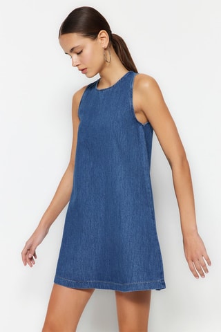 Robe trapèze en jean - Bleu