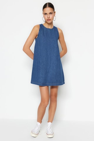 Robe trapèze en jean - Bleu