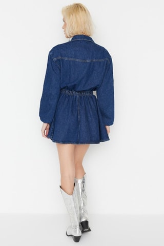 Robe chemise en jean - Bleu