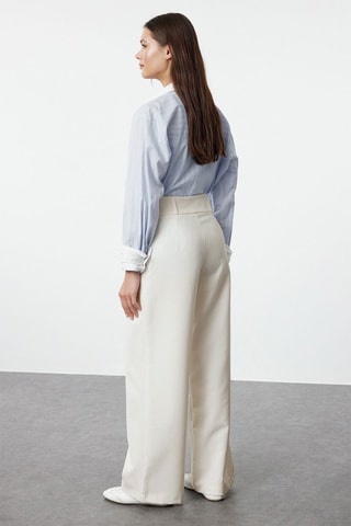Pantalon droit taille haute - Blanc