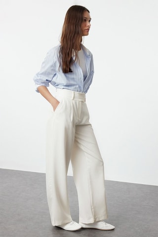 Pantalon droit taille haute - Blanc