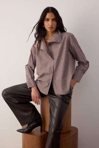 Chemise oversize - Blanc et marron
