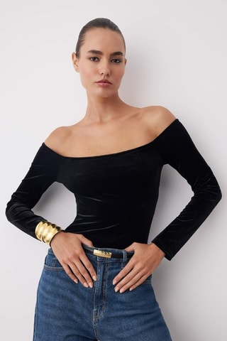 Body en velours - Noir