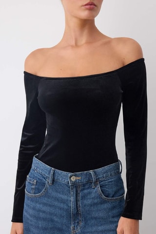 Body en velours - Noir