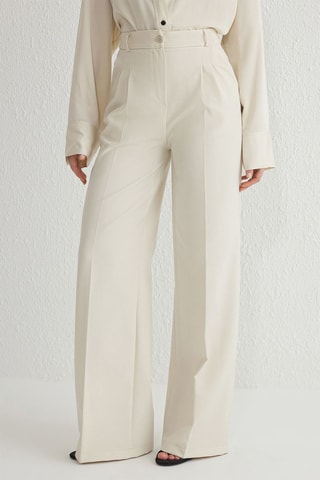 Pantalon wide legs taille haute - Gris