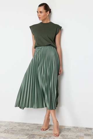 Jupe plissée taille haute - Vert