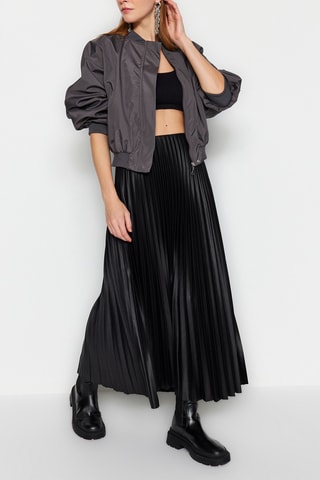 Jupe plissée taille haute - Noir