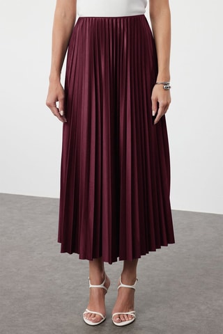 Jupe plissée taille haute - Rouge