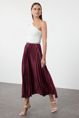Jupe plissée taille haute - Rouge