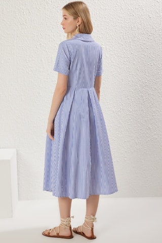 Robe midi - Blanc et bleu