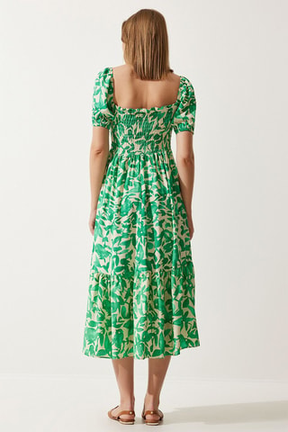 Robe midi - Blanc et vert