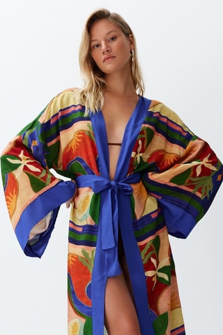 Kimono de plage - Rouge et bleu