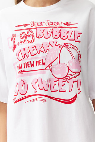 T-shirt oversize - Blanc, rouge et rose