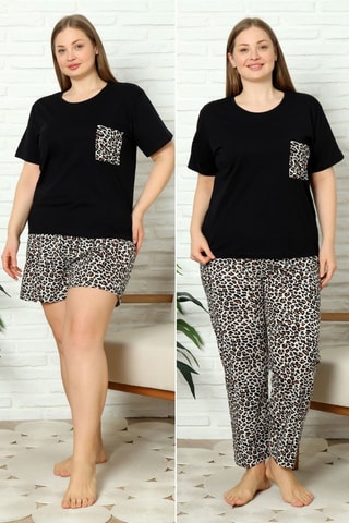 Pyjama 3 pièces - Blanc, marron et noir