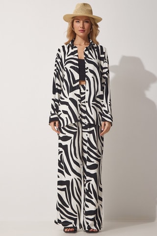 Chemisier et pantalon taille haute - Blanc et noir