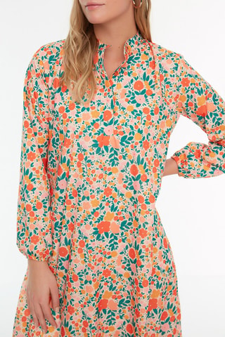Robe longue regular - Vert, blanc et orange
