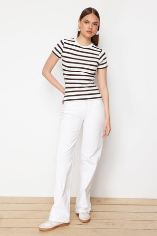 T-shirt - Blanc et marron