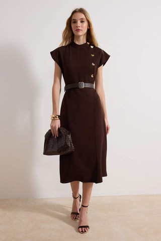Robe midi - Marron