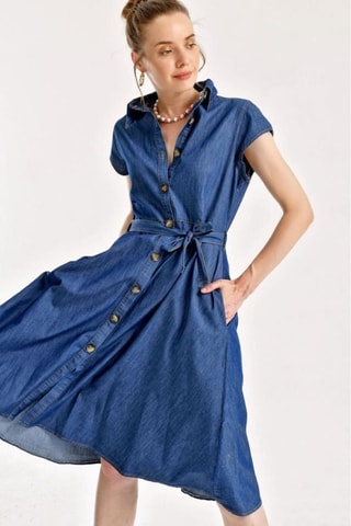 Robe chemise en jean - Bleu