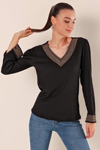 Blouse - Noir et beige