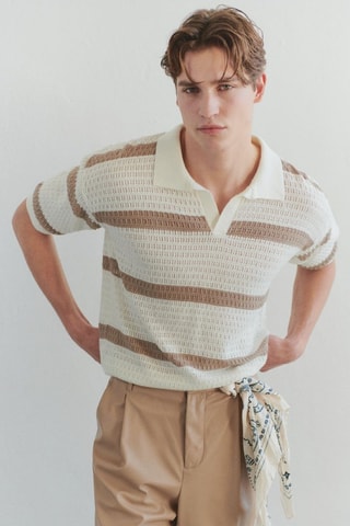 Polo regular - Blanc et marron
