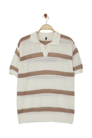 Polo regular - Blanc et marron