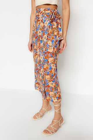 Jupe portefeuille taille haute - Multicolore