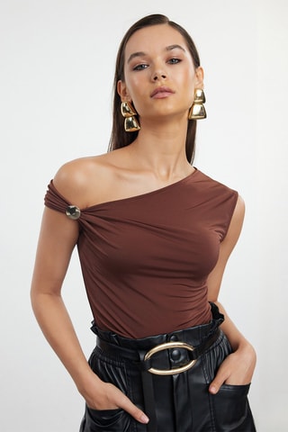 Top asymétrique - Marron