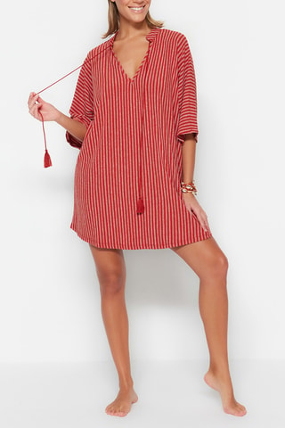 Robe de plage - Blanc et marron