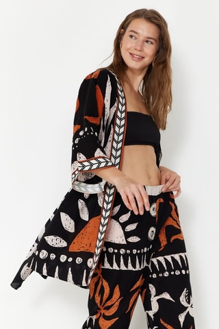 Kimono - Blanc, noir et orange
