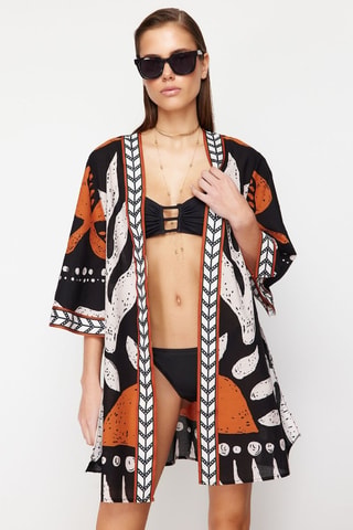 Kimono - Blanc, noir et orange