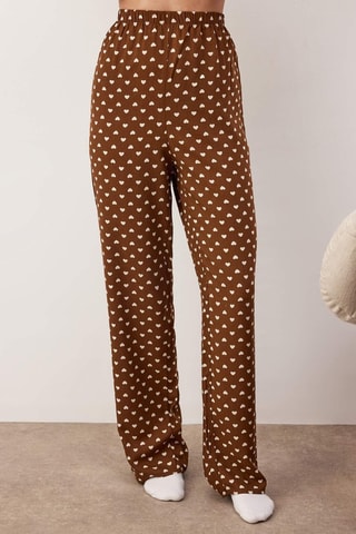 Pyjama portefeuille à motifs coeurs - Beige et marron