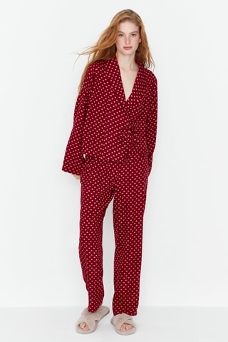 Pyjama portefeuille à motifs coeurs - Rouge