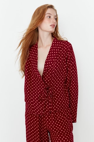 Pyjama portefeuille à motifs coeurs - Rouge