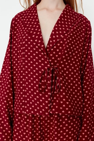 Pyjama portefeuille à motifs coeurs - Rouge