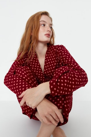 Pyjama portefeuille à motifs coeurs - Rouge